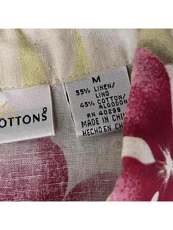 Sunbay Cottons Linen Blend Tropical Floral Hawaiian Shirt Women’s M Beach Resort - Picture 9 of 10